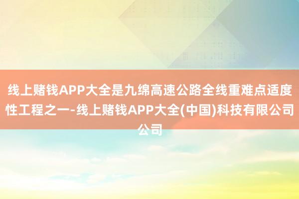 线上赌钱APP大全是九绵高速公路全线重难点适度性工程之一-线上赌钱APP大全(中国)科技有限公司